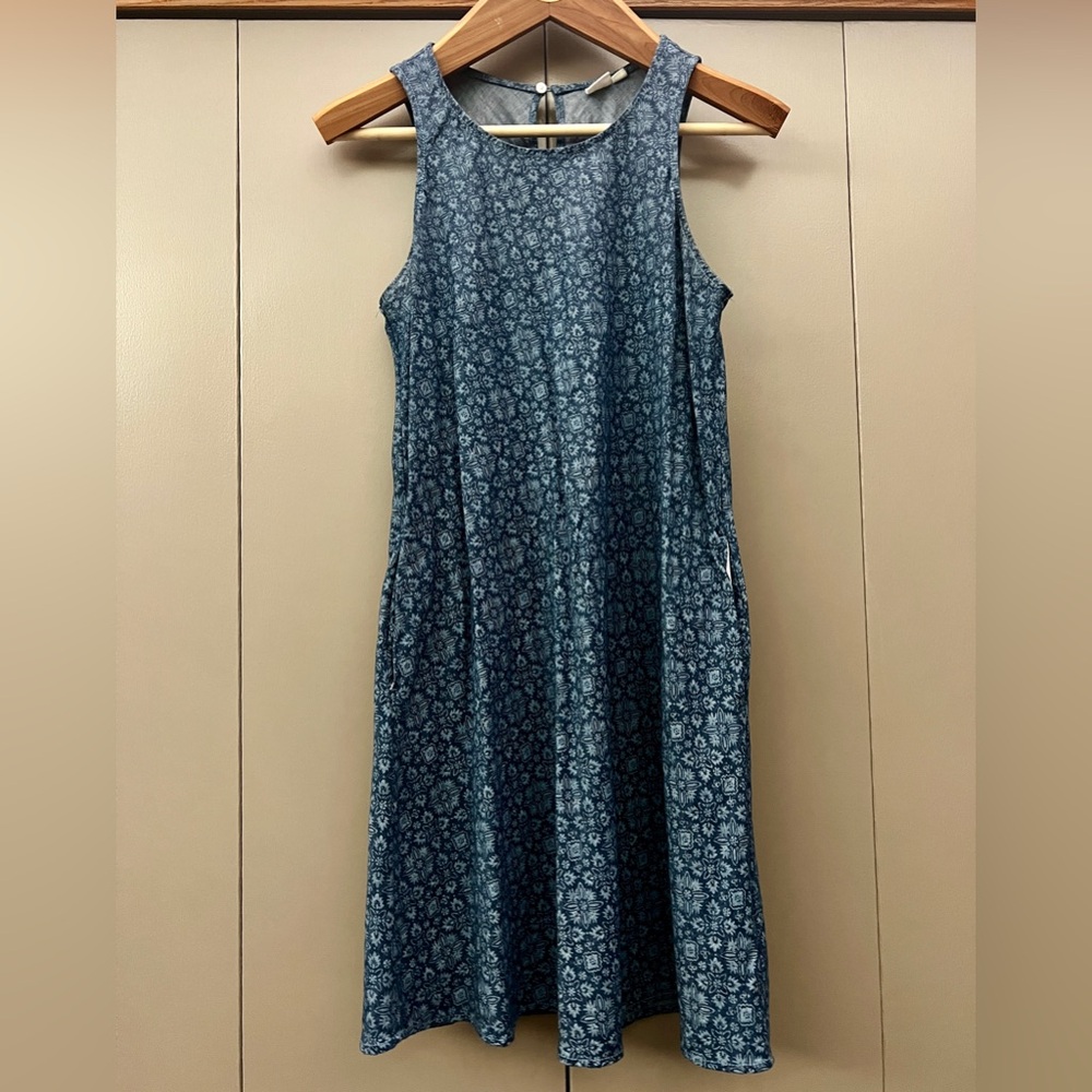 Gap Tencel swing dress with pockets, blue print, Sm Petite